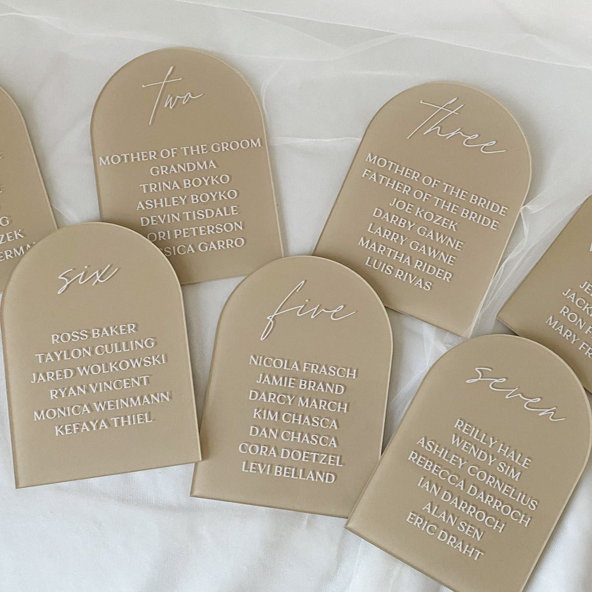 Acrylic Table Numbers with Names