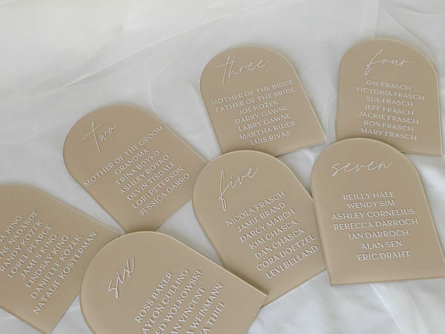 Acrylic Table Numbers with Names