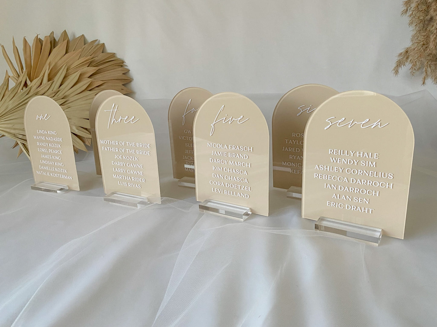 Acrylic Table Numbers with Names