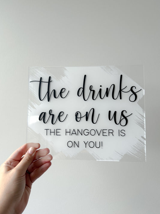 The Drinks Are On Us Sign