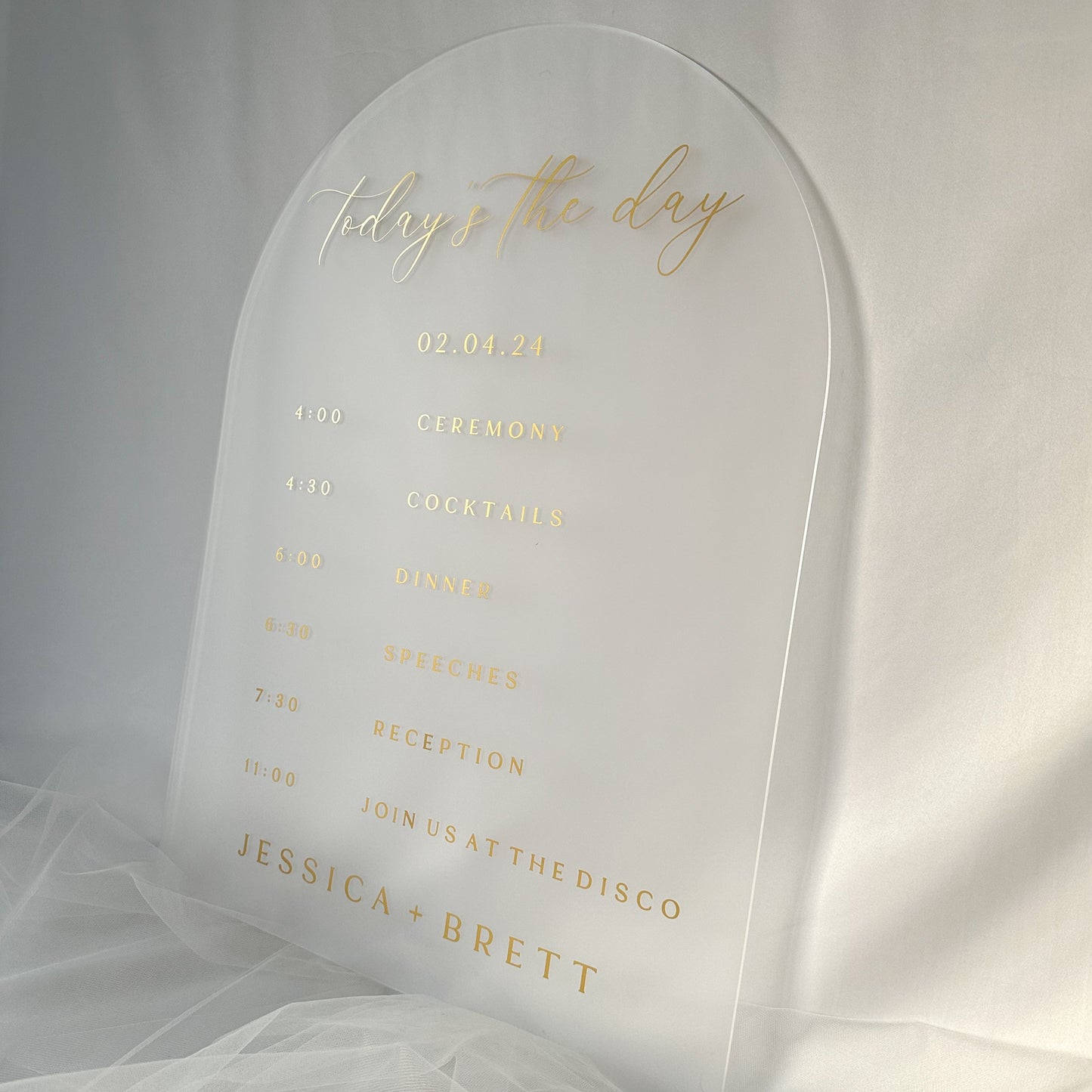 Acrylic Order of Events Sign
