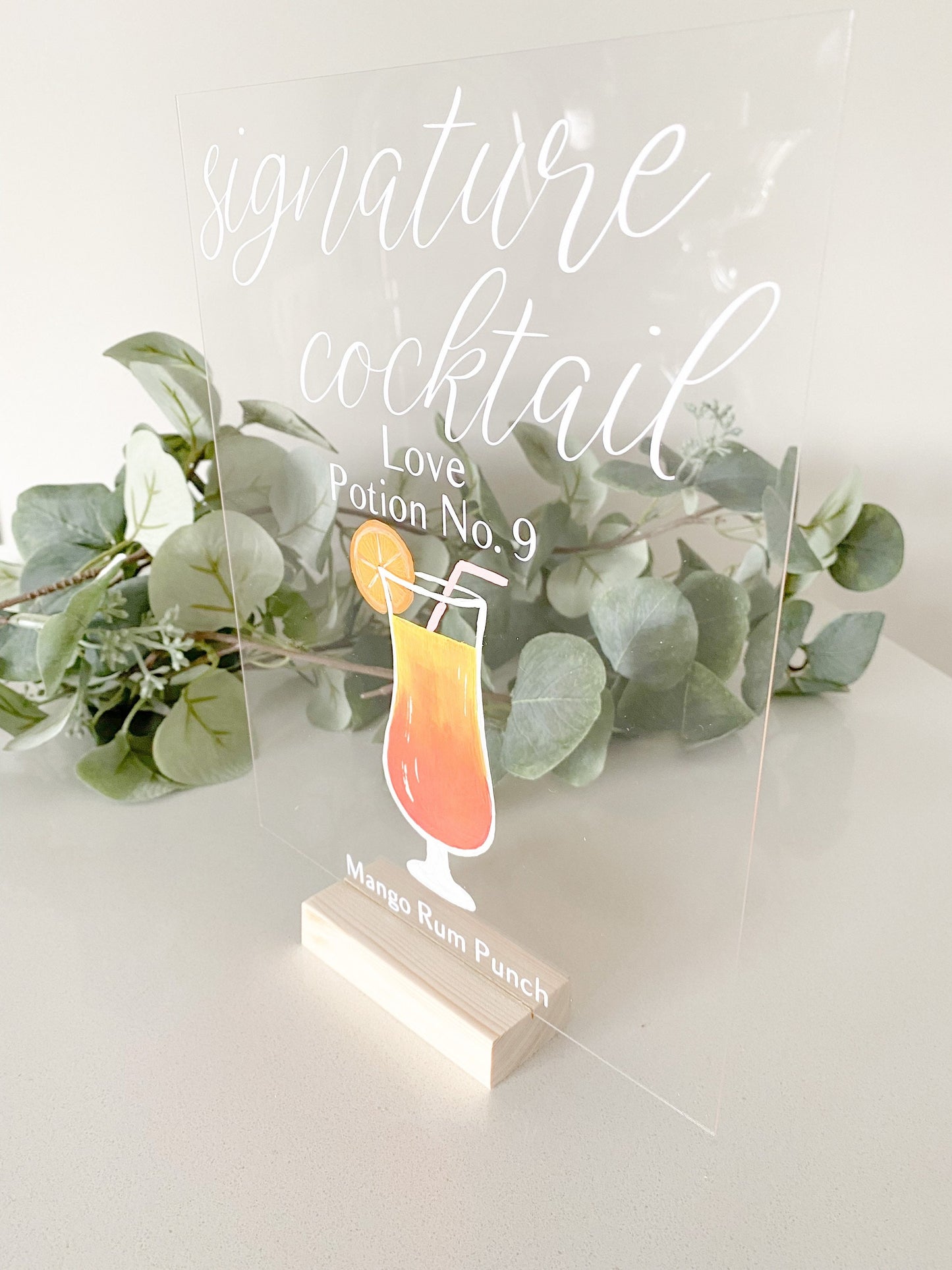 Hand Painted Acrylic Signature Cocktail Sign