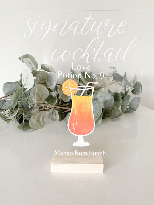 Hand Painted Acrylic Signature Cocktail Sign