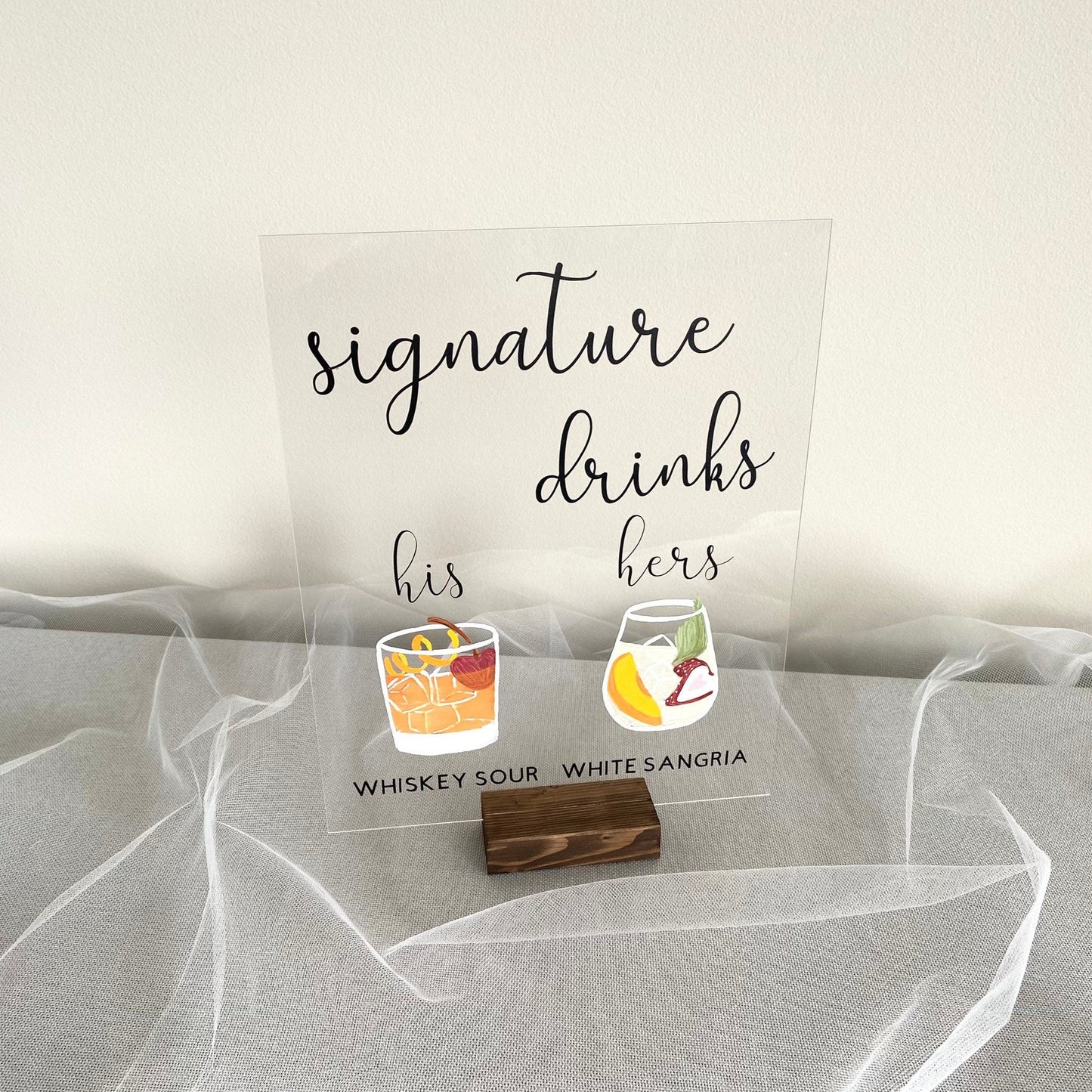 Hand Painted Acrylic Signature Drinks Sign