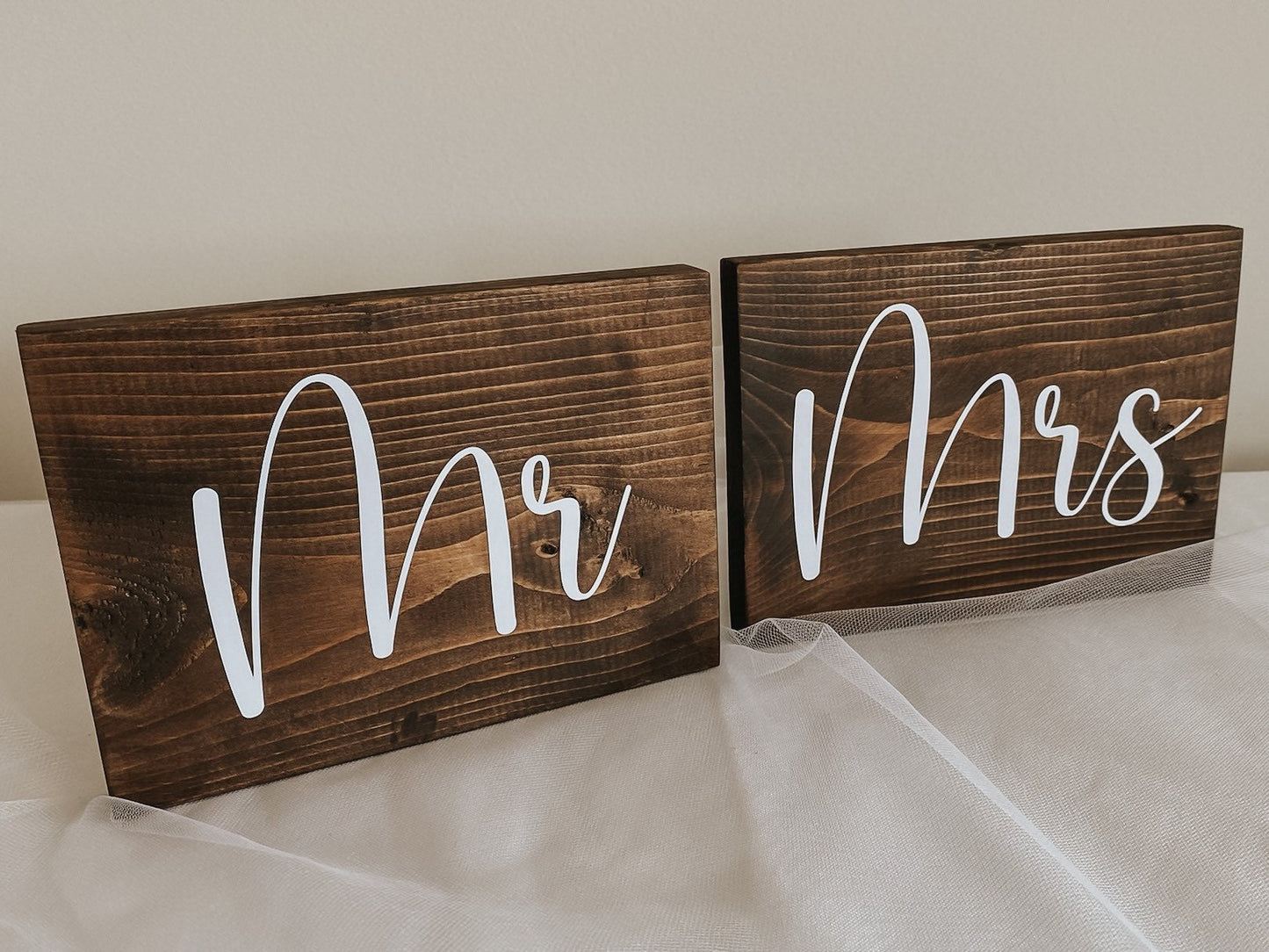 Wooden Mr + Mrs Head Table Signs
